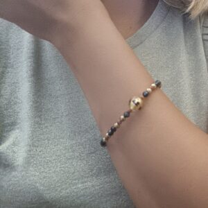 Alternative view of ΒΡΑΧΙΟΛΙ MURANO BLACK WAVY PEARL