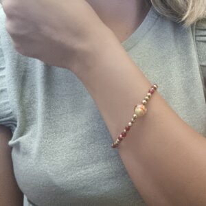 Alternative view of ΒΡΑΧΙΟΛΙ MURANO RED WAVY PEARL