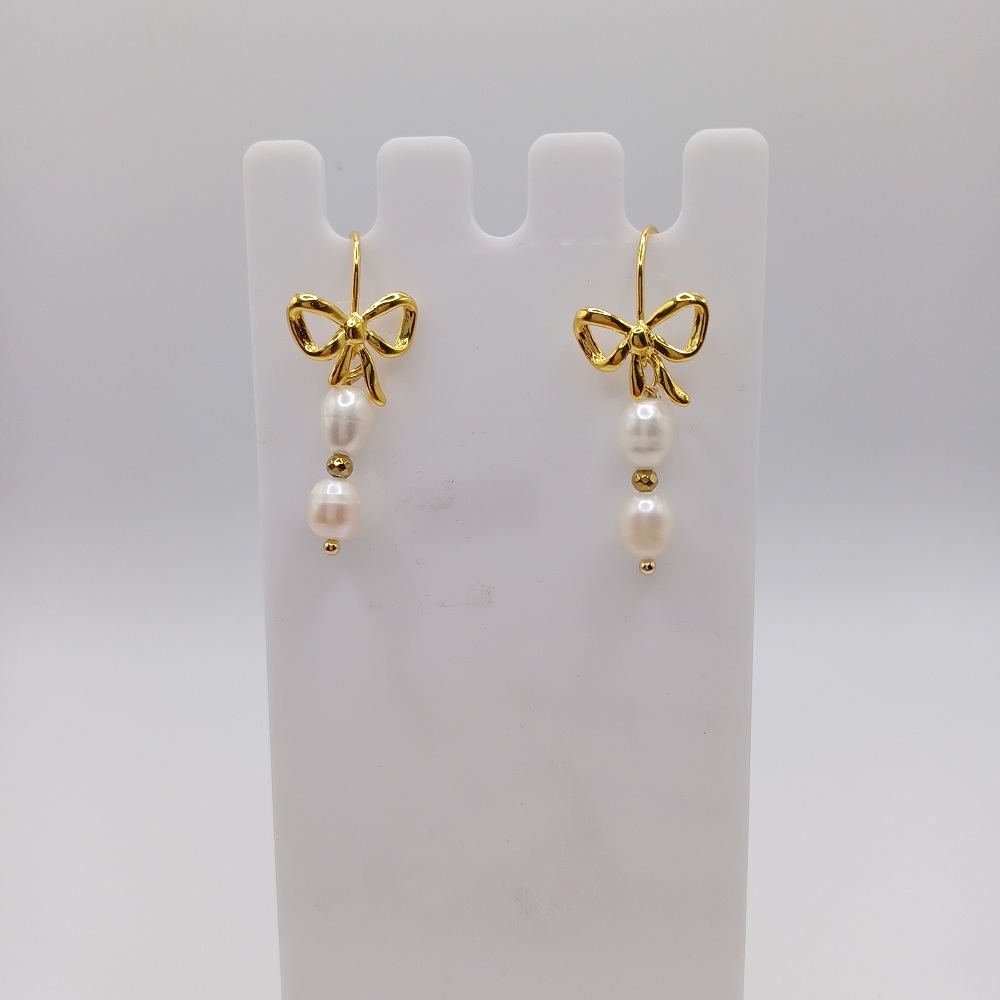 Ασημένια Επίχρυσα Σκουλαρίκια Pearly Lolita