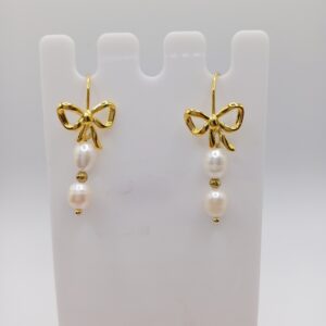 Alternative view of Ασημένια Επίχρυσα Σκουλαρίκια Pearly Lolita