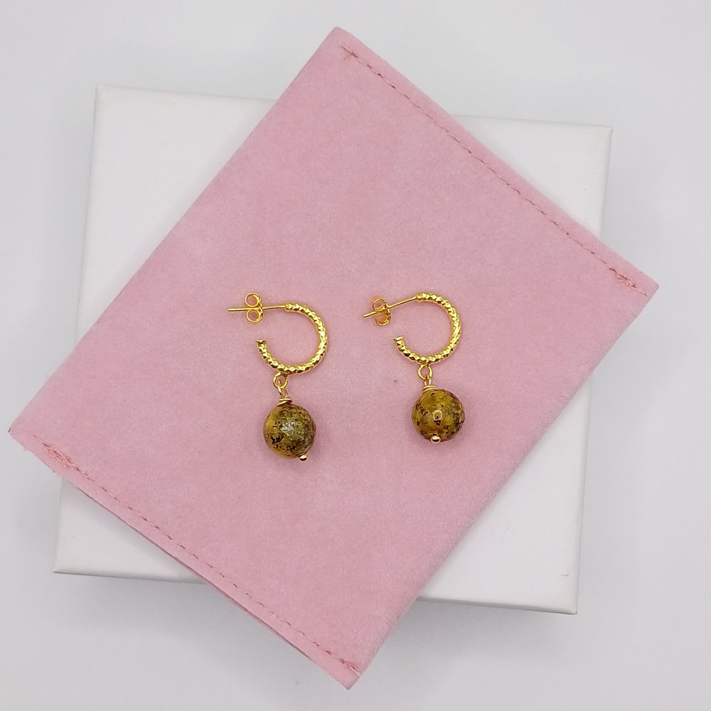 Ασημένια επίχρυσα Σκουλαρίκια Lemon Iaspis