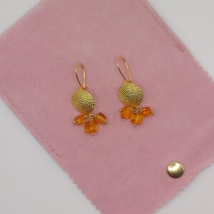 Ασημένια Επίχρυσα Σκουλαρίκια Amber