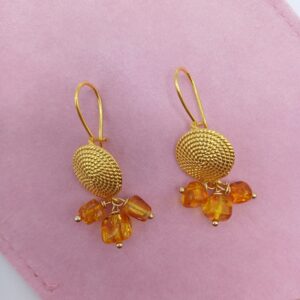 Alternative view of Ασημένια Επίχρυσα Σκουλαρίκια Amber