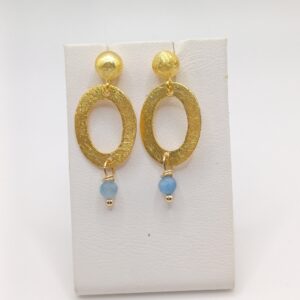 Ασημένια Επίχρυσα Σκουλαρίκια Aquamarine